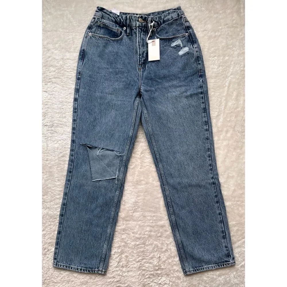 NWT Good American 90’s Duster Straight Leg Jeans in Blue950, Size 4 - Picture 11 of 16